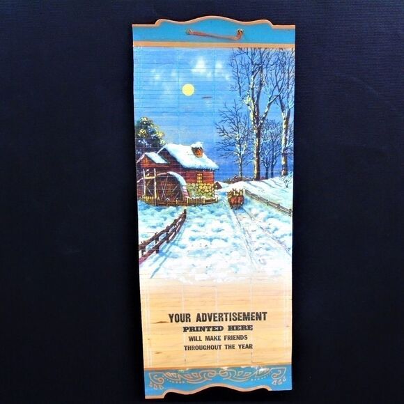 Vintage Japan Bamboo Scroll Wall Calendar Holder - Picture 1 of 7